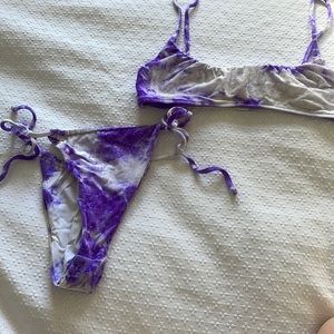 Frankies Bikinis Velvet Purple Tie Die